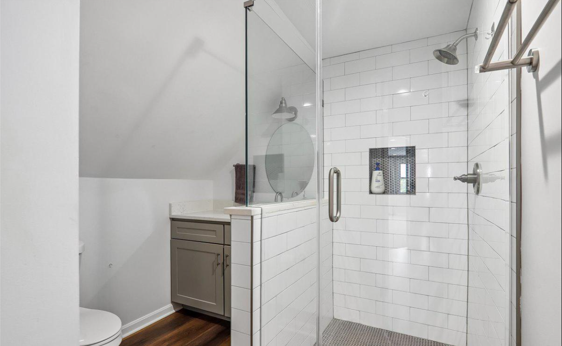 Spa-style bathroom with walk-in shower